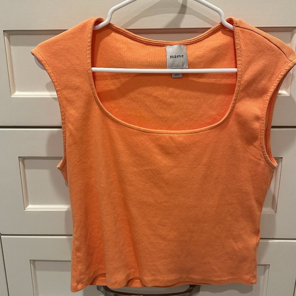 Maeve by Anthropologie Orange Scoop Neck Tank, Size Large
